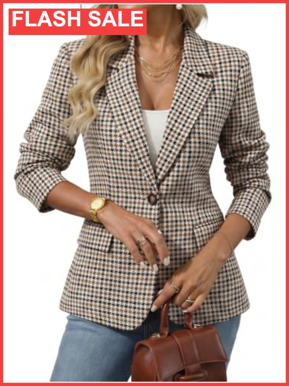 Knit Blazer Stretchy Long Sleeve Button Business Casual Office Work Office